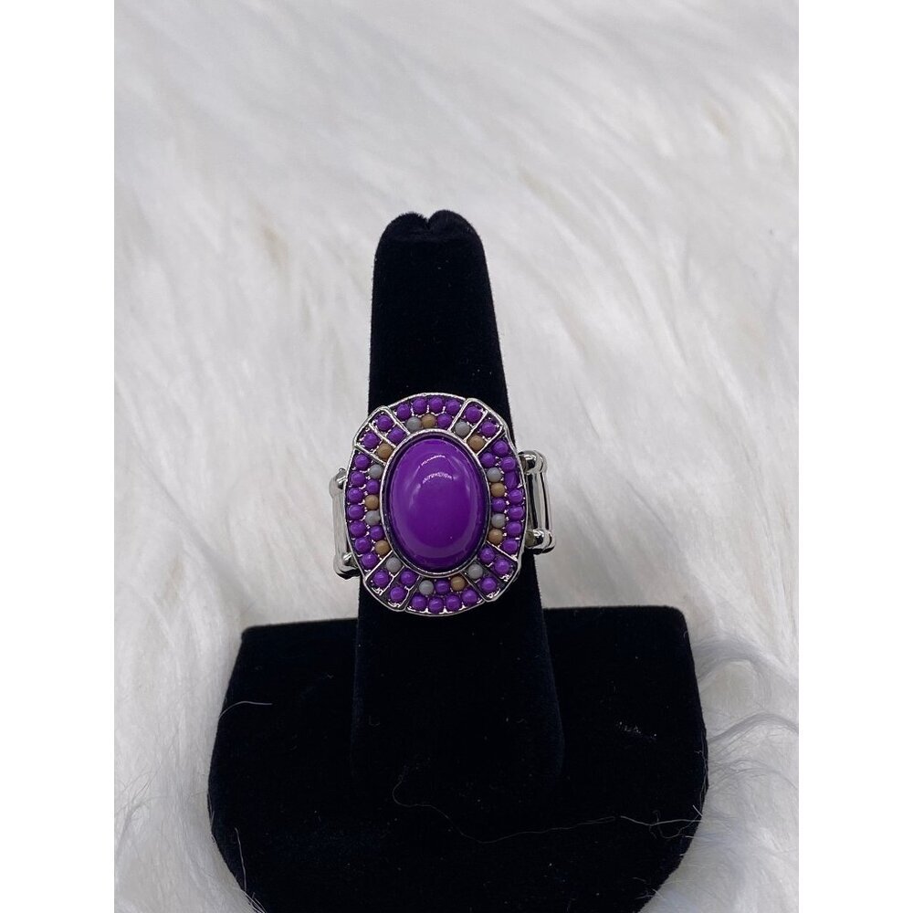 Paparazzi Jewelry‎ Colorfully Rustic Purple Stretch Ring For Women
